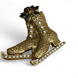 Vintage Christmas Ice Skates Brooch